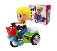 Juguete triciclo eléctrico - Triciclo acrobático | Bicicleta de juguete: bicicleta giratoria ABS de 8 pulgadas con luces y música, divertidos juguetes de acción omnidireccionales para niños y niñas (c