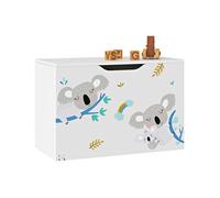 [en.casa] Juguetero para niños Baúl con Motivo Koala Banco Caja de Almacenamiento con Tapa máx. 70 kg Aglomerado 40 x 60 x 30 cm - Blanco y Gris/Azul