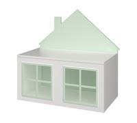 [en.casa] Baúl para Juguetes Vipsali En Forma de Casita Juguetero con Tapa de Cierre Suave Cuarto para Niños Consultorio Organizador de Juegos 56 x 60 x 33 cm - Verde Menta/Blanco