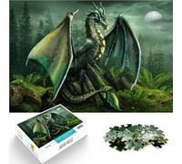 Juguetes adictivos Que desafían la Inteligencia Cerebral Dragón de la Naturaleza Verde Puzzles de 1000 Piezas para Adolescentes 26x38cm Apto para Parejas