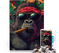 Juguetes adictivos Que desafían la Inteligencia Cerebral Gorila Genial con cigarro Puzzles de 1000 Piezas para Adolescentes 38x52cm Obra de Arte