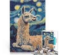Juguetes adictivos Que desafían la Inteligencia Cerebral Llama Noche Estrellada Rompecabezas de 1000 Piezas para Adultos 38x52cm decoración de Pared