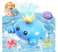 Juguetes Bañera Bebe, Juguetes Baño Bebe De Cangrejo,con Luz Y 4 Boquilla, Flotante Inducción Agua Spray Baño Juguete Acuático Interactivos para Niños Pequeños 1 2 3 4 Años,Bañera,Piscina