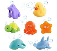 Juguetes Baño Bebe, 7 PCS Juguetes Bañera para Bebés, Juguetes para la Hora del baño, sin BPA, Ocean Juguete de Baño, Niños Niña Juguetes Educativos Seguro