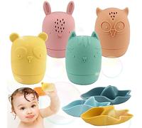 Juguetes Baño Bebe 7 Piezas Juguetes Bañera Bebe Juguetes de Baño para Niños Baby Bath Toys de Silicona Sin BPA para Bebés a Partir de 6 Meses