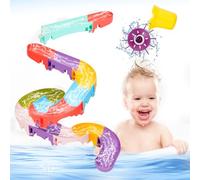 Juguetes Baño Niños, Juguetes Bañera Bebe 2 3 4 5 Años con Pista de construcción de tobogán acuático, Juguete de bañera con Ventosa y Bola Grande, Juguetes flotantes bañera para niños y niñas