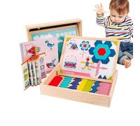 Juguetes con bloques de patrones - 210 piezas de azulejos magnéticos multicolores de madera, actividades de aprendizaje de de formas, bloques de patrones magnéticos, juguetes magnéticos