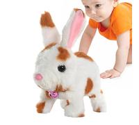 Juguetes conejitos realistas, animal de peluche conejito en movimiento | 6 pulgadas de peluche punteado interactivo con campana | Caminar y temblar las orejas, juguetes educativos conigl