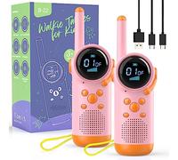 Juguetes de 3 4 5 6 7 8 Años Niñas, Kearui Walkie Talkie Niños, Walkie Talkie Regalo Recargable Niña con 8 Canales, Función VOX, Voz Clara para Aventura, Camping, Senderismo (Rosa)