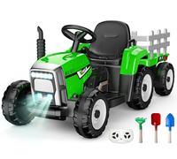 Juguetes de 3 a 7 años: Tractor eléctrico con remolque - Tractor de juguete control remoto para niños de 3 a 7 años, vehículo eléctrico infantil de 12V, coche de deslizamiento regalo para niños a
