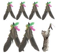 Juguetes de accesorio de varita de gato 6 PPC Resistente a la varita de gato Cabezal de reemplazo de la varita de gato reemplazo de juguete de gato natural con bucle Fun Reemplazos de juguetes de pes
