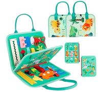 Juguetes de actividades de desarrollo temprano, tabla ocupada, libro educativo Montessori de fieltro ocupado para niños pequeños con asa para aprender sobre engranajes, cordones, botones, cremalleras