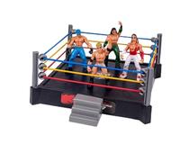 Juguetes de Anillo de Luchador con Tapete con Resorte, Juguetes y Adornos de Plástico para Niños, Estadio de 14 Pulgadas de Ancho para Acción de Batalla de Cuerpo Grande, de Guerrero (Grey)