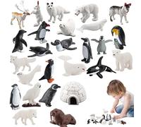 Juguetes de Animales Polares | Figuras de Animales del Ártico realistas - Figuras de Animales árticos para decoración de Pasteles o Suministros de