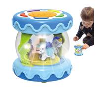 Juguetes de arrastrar iluminados musicalmente, juguetes de aprendizaje musical iluminados Tambores - Carrusel giratorio tambor de rastrero para niño pequeño - Tambor de actividad sensorial