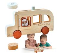 Juguetes de autobús, coche de juguete modelo de madera y juego educativo interactivo portátil, juego de aprendizaje creativo para niños y niñas, entretenimiento en el hogar en el aula de la escuela Mo