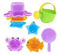 Juguetes de baño para bebés de 1, 2 y 3 años de edad, 5 piezas de juguetes de agua para piscina, vasos apilables sin moho, regadera, barcos de baño, regalo para niños pequeños