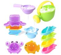Juguetes de baño para bebés de 1, 2 y 3 años de edad, 9 piezas de juguetes de agua para piscina, vasos apilables sin moho, regadera, barcos de baño, bañera, regalo para niños pequeños