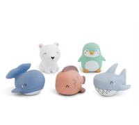 Juguetes de Baño para Bebés, Set de 5 Animales Marinos, Ballena Pingüino Tiburón Morsa Oso Polar, Suaves y Lindos