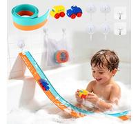 Juguetes de Baño para Niños, Juego de Pista de Bañera con Pista Flexible de 1,5 m, 2 Coches de Juguete y Ventosas, Regalo Educativo para Niños de 3 a 8 Años