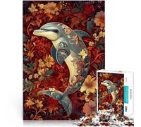 Juguetes de Bricolaje delfín Flor Puzzle de 1000 Piezas para Adultos 38x52cm Cada Pieza es única: un desafiante y Divertido Juego Familiar