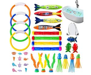 Juguetes de Buceo con Anillos Divertidos Juegos de Agua Flotante | Juguetes de Buceo de Verano de 35 Piezas, Piedras Preciosas para Viajes, jardín, Patio, Parque acuático, Playa, Viajes al