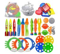 Juguetes de buceo para niños en piscina - 34 Piezas Juego De Tesoro Submarino Hundido | Juguetes para Bucear en Piscina - para niños 3 a 12 años playa lago estanque exterior verano baño natación al ai