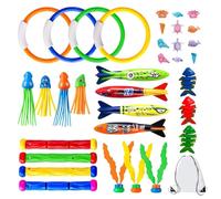 Juguetes de buceo para piscina con palos y juegos de playa flotantes, juego de 35 piedras preciosas de buceo verano | para, niñas, niños, exterior, jardín, parque acuático, crucero, vacaciones