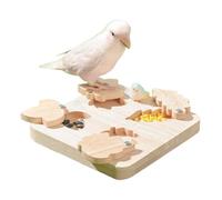 Juguetes de búsqueda para pájaros, juego de estimulación de mascotas de enriquecimiento mental de madera de 270 g | 14 x 14 x 2 cm, comedero lento para periquitos, cacatúas, periquitos, periquitos