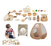 Juguetes de camping al aire libre, juguetes de camping para | Hacer que aparezca jugar campamento Gear Tools Kitchen Toys | Juego de juguetes para la fogata, almacenamiento portátil, picnic falso re