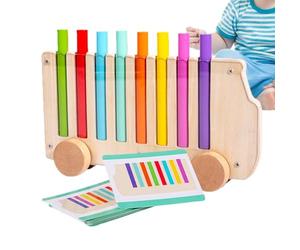 Juguetes De Clasificación De Colores - Juegos De Aprendizaje De Motor Fino Para Autobuses De Madera | Actividades De Coincidencia De Colores Para Niños | Para Niños Y Niñas, Hogar, Sala de Juegos