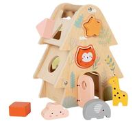 Juguetes de clasificación de formas para niños pequeños, casa de sabiduría en forma de árbol grande, juguetes surtidos, casa de sabiduría de madera con forma geométrica, iluminación para, bloques de