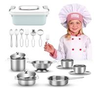Juguetes de Cocina para niños Accesorios, 17 Piezas Juguetes de Chef para Niños, Set Utensilios de Cocina Culinario Mini Cocina de Juguete, Juego de Roles de Cocina, Adecuado para niños y niñas.