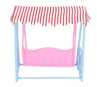 Juguetes de columpio en miniatura, soporte azul, soporte rosa, escalas de tela y barra transversal para decoración de casa de muñecas