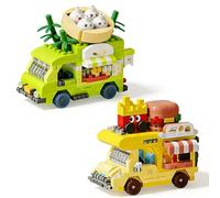 Juguetes de Construcción De Food Truck Set de Bloques para Camión de Comida,Camión de Hamburguesas y Panes al Vapor,Juguete de Construcción Creativa,Regalo Artesanal de Cumpleaños