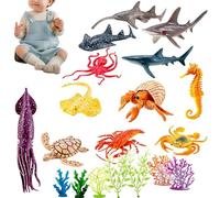 Juguetes de Criaturas Marinas - Figuras Realistas y Juego Interactivo | 21 Piezas de Animales del Océano | para Bañera, Agua, Piscina, Playa, Acuario, Escritorio o Mesita de Noche