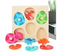 Juguetes de Dinosaurios de Madera - Huevos Didácticos de Bloques,Juego de Combinación de Colores | para Niños y Niñas Escuela Hogar Sala de Juegos Viaje Kindergarten