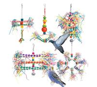 Juguetes de distorsión de pájaros - 5 piezas juguetes para pájaros | Cockatiels Hummingbird Finks | Trituradora masticar jaula | Suministros de destrucción de | Lovebird Tr
