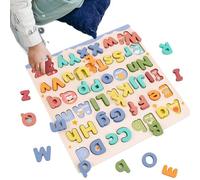 Juguetes de enseñanza del : letras pequeñas y de madera para niños, juego de combinación interactivo para estimulación mental y habilidades motoras finas preescolar
