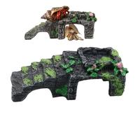 Juguetes de Escalada de ermitaño | Juguete de Escalada de hábitat de ermitaño con Cuenco de Agua, rampa de alimentación de Reptiles, decoración de Tanque para Ranas, lagartos