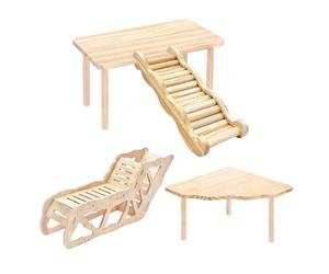 Juguetes de escalada para hámsteres: fomenta el juego activo, diseño de puente y rampa de varios niveles, montaje de 4 piezas + base pesada de 535 g, construcción de madera natural resistente, para