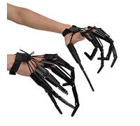 Juguetes de Extensión de Dedo Articulados de Halloween, Mano de Garra de Hueso de Esqueleto Aterrador Flexible Usable, Guantes de Fantasma de Bruja Extensor de Garras Accesorios de Cosplay(Negro)