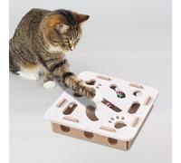 Juguetes de fieltro para gatos, juguete interactivo de rompecabezas de entrenamiento cerebral para gatos, caja de estimulación mental con campanas, caja de enriquecimiento de lima de uñas para gatos