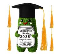 Juguetes de Ganchillo - Pepinillo Tejido a Mano con Borlas de 5 Colores - Adorno de Escritorio para Graduación con Tarjeta de Motivación para Cumpleaños Hogar Estantería Dormitorio Viaje