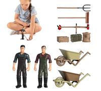 Juguetes de granja - Juego de granja, 12 unidades Modelos en miniatura de granja, agricultores que fingen jugar, modelo de accesorios de granja, juego de granja en miniatura Educativo, Divertido,