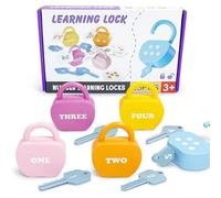 Juguetes de habilidades motoras para niños de 3 a 5 años, 5 juegos de cerradura y llave de juguete Manzanas Cerraduras de aprendizaje del alfabeto Juego de juguetes de llaves para bebés Montessori co