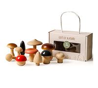 Juguetes de Hongos de Madera para niños Decoración de Arte Juego de 11 Juguetes de Aprendizaje con Todo Tipo de Hongos Bloques de Diferentes Formas Juguete Educativo temprano