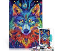 Juguetes de Juego desafiantes Lobo de neón Puzzles de 1000 Piezas para Adolescentes 26x38cm Interacción Entre Padres e Hijos para Mayores de 14 años