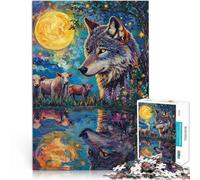 Juguetes de Juego Lobo a la luz de la Luna Rompecabezas para Adultos de 1000 Piezas 38x52cm Juego Educativo para cumpleaños y Navidad. para Mayores de 14 años