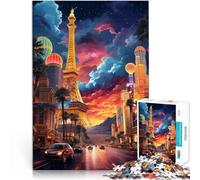 Juguetes de Juego para Regalo Familiar Ilustración de Las Vegas Rompecabezas para Adolescentes de 1000 Piezas 26x38cm decoración de Pared Apto